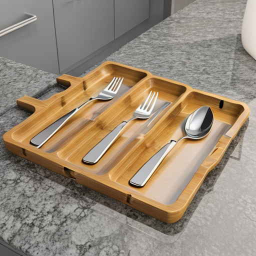 kitchen bamboo cutlery tray for organized storage in kitchen