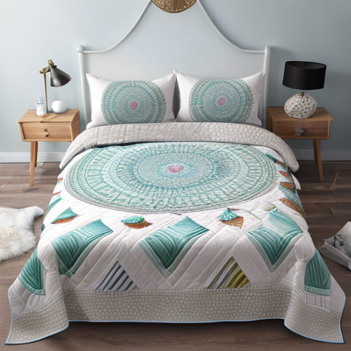 bedspread for queen size bed in beautiful blue and white quilt design