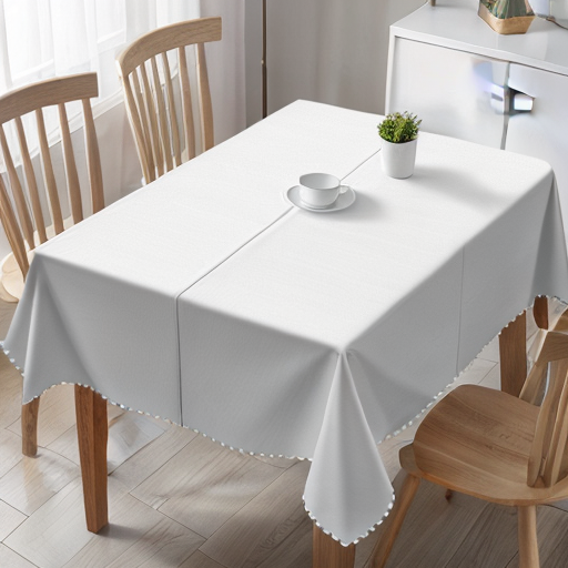 bh table cloth k-tbwhite kitchen table cloth  Elegant white table cloth for kitchen decor.