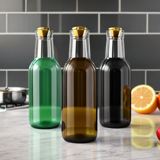 Kitchen glass bottle with empire design - perfect for storing liquids in style.