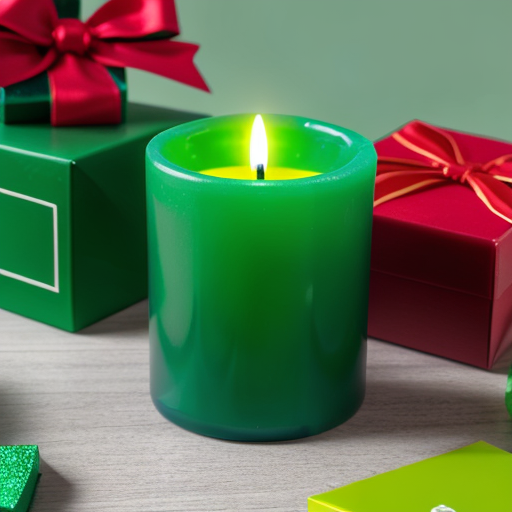 green and red candle decoration alt text