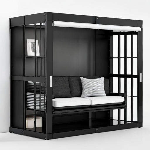 if-w double bframe furniture bframe  Modern black metal bed frame with double size mattress, perfect for any bedroom decor.