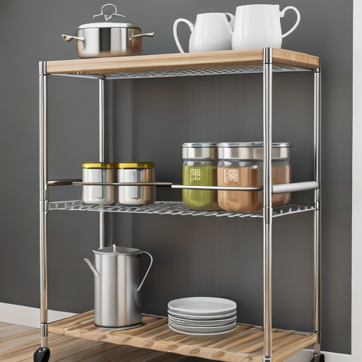 tier kitchen rack -t kitchen shelf  "Modern tier kitchen rack with sleek design, perfect for organizing kitchen items on shelves"